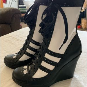 NEW ADIDAS Jeremy Scott wingtip wedged heel boots RARE limited edition leather